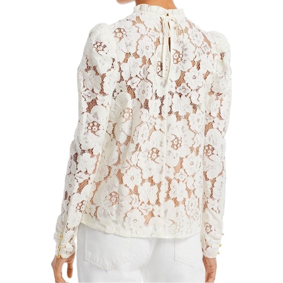 WAYF Erika Puff-Sleeve Lace Top Blouse Fairy Victorian Romantic Quiet Luxury NWT - Picture 2 of 10